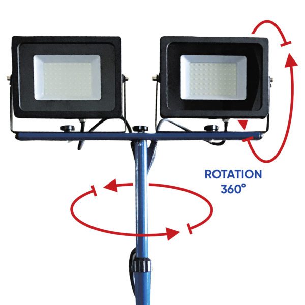 Projecteur LED filaire 2 têtes de 50W 7500 lumen IP65