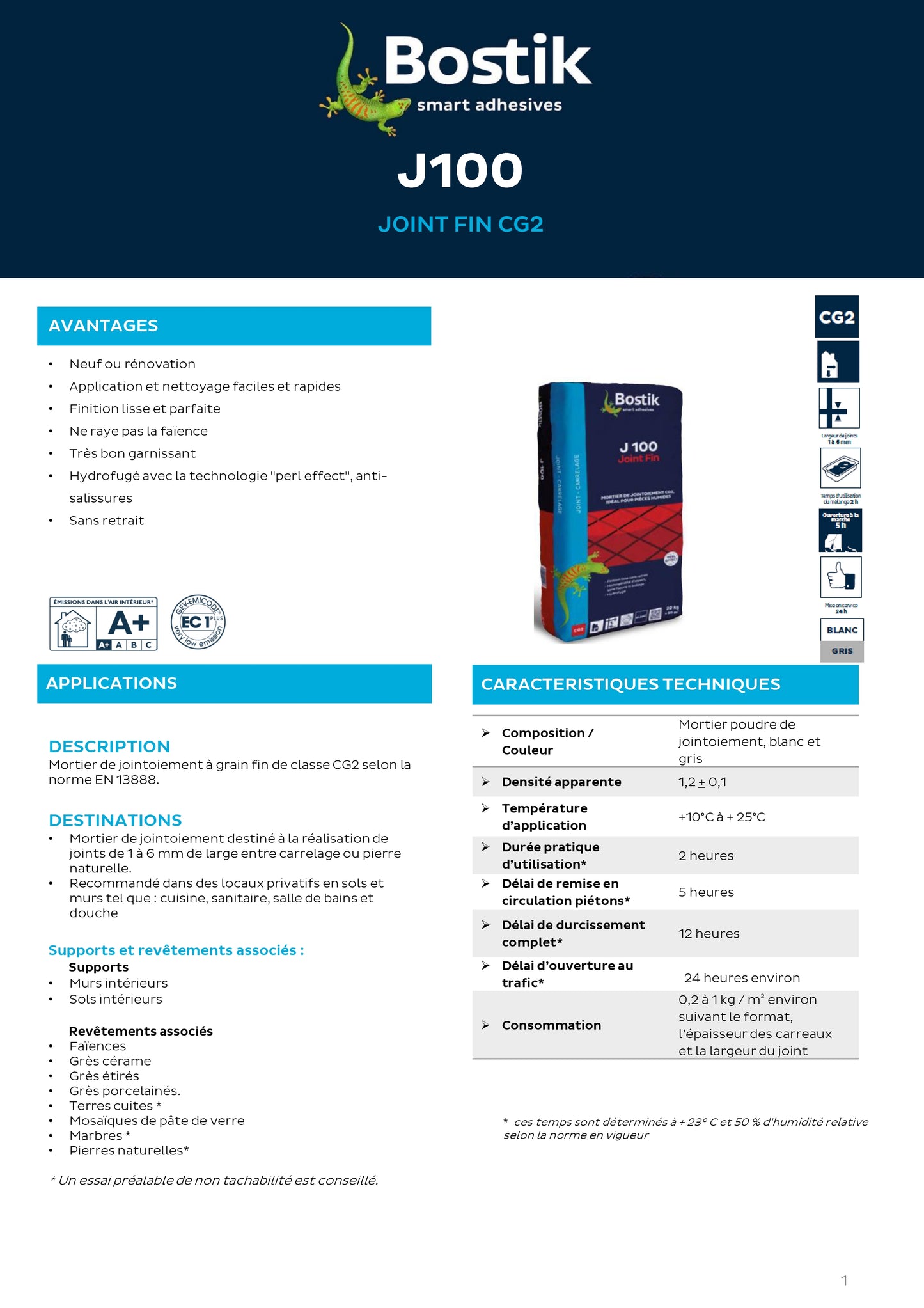 Mortier de jointement - Joint Fin - J100