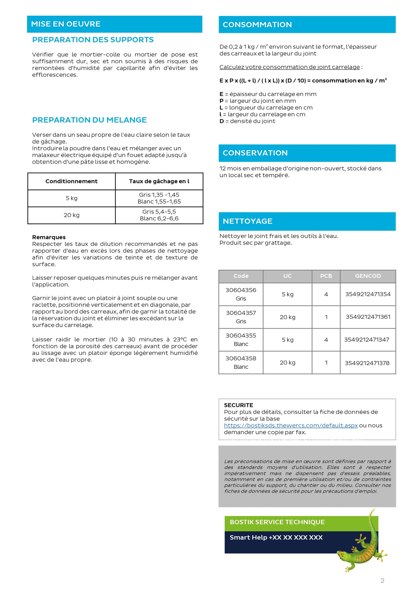 Mortier de jointement - Joint Fin - J100
