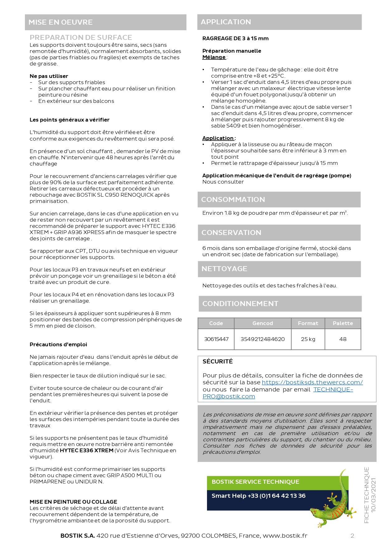 Ragréage P4S Fibré Autolisant - int/ext - SL C980 -25 KG