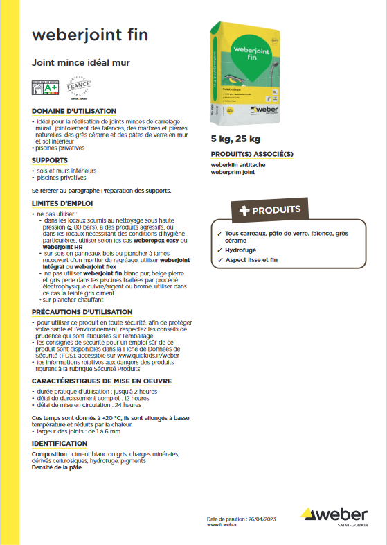 WeberJoint Mortier Gris Perle E07- 5kg