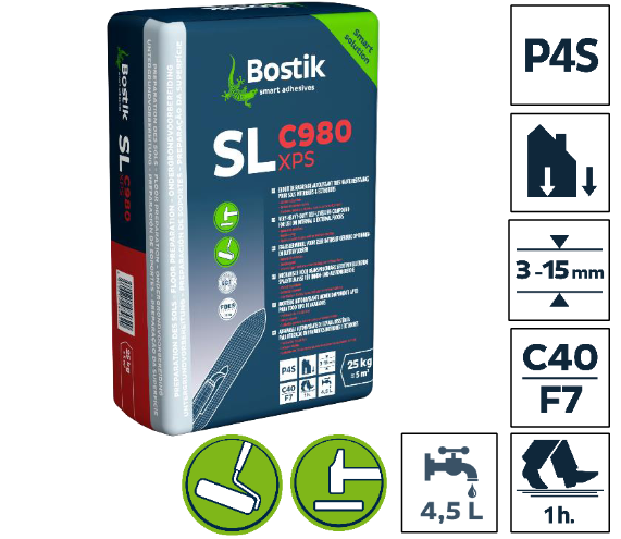 Ragréage P4S Fibré Autolisant - int/ext - SL C980 -25 KG