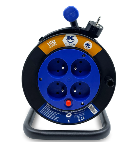 Enrouleur De Cable 3G1.5 H05VVF IP20 4 Prises
