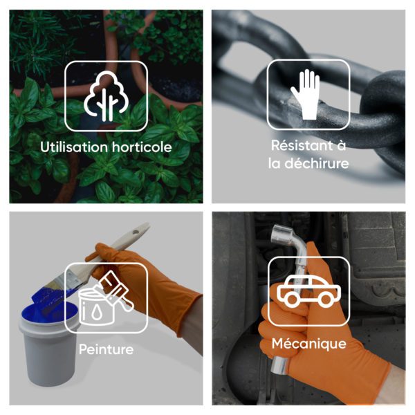 Gant Nitrile Jetable Orange Le Nigrip Structuré SuperGrip