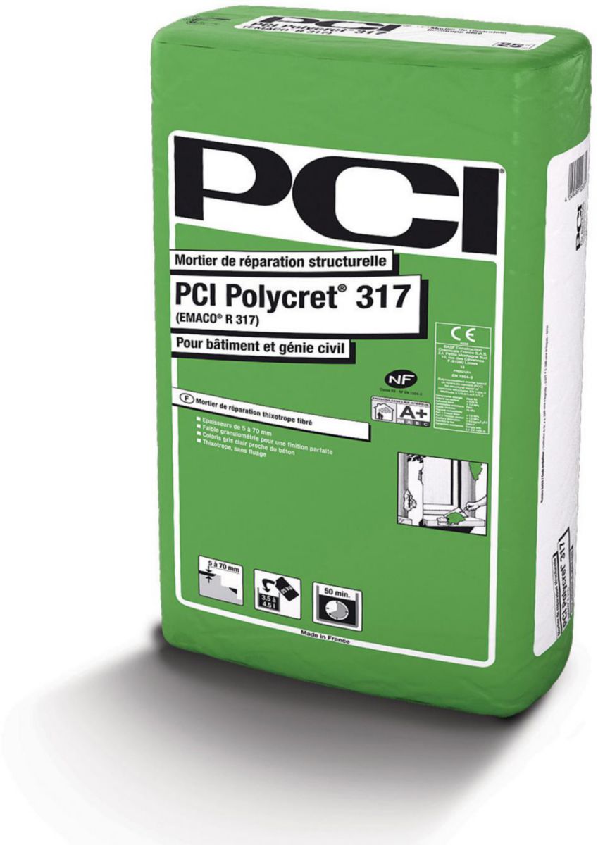 Mortier fibré de réparation structurelle PCI Polycret 317 - sac de 25 kg