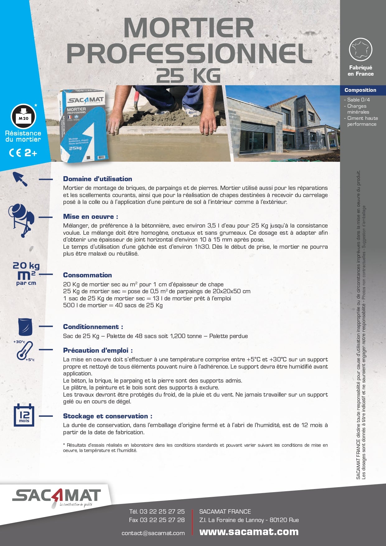 Mortier Prêt à l'emploi - Sac de 25kg