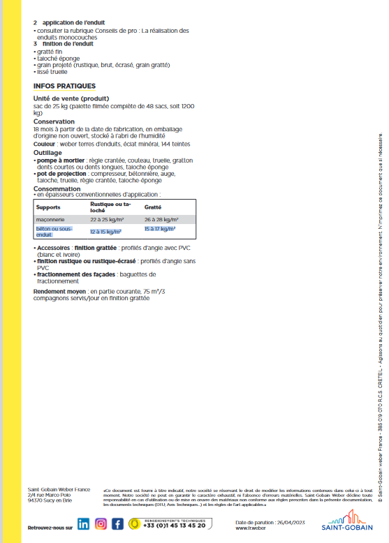 Weberpral F Enduit Ravalement de façade - 25 KG