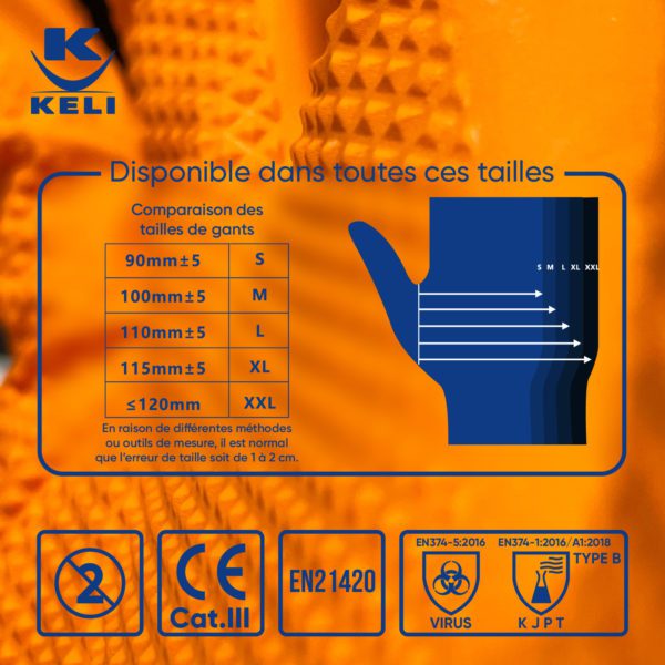 Gant Nitrile Jetable Orange Le Nigrip Structuré SuperGrip