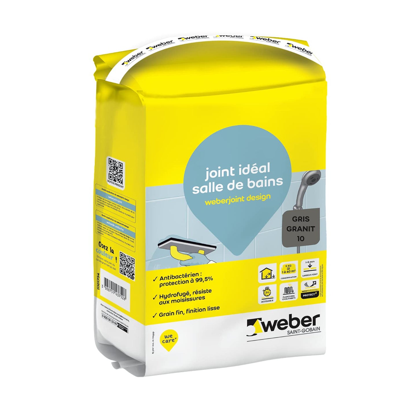 Weberjoint Mortier Décoratif Design - Gris Granit E10 - 5KG