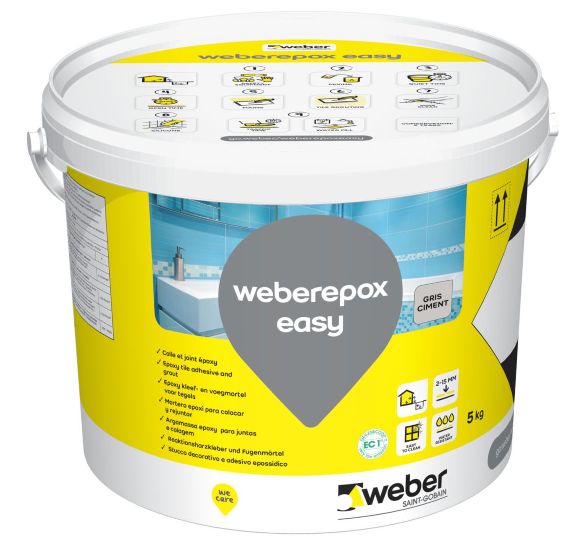 Weberepox Easy Mortier-colle de jointoiement Pour Carrelage Gris Ciment E00 - 5KG