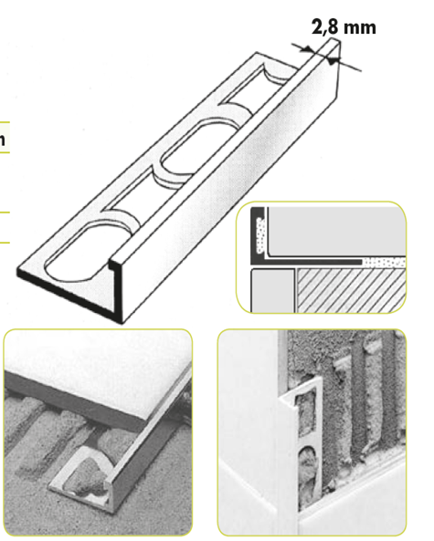 Cornière baguette de finition d'angle standard 8mm | Alu