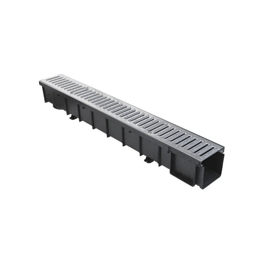 Pack Caniveau emboîtable Noir en PP + Grille Passerelle A15