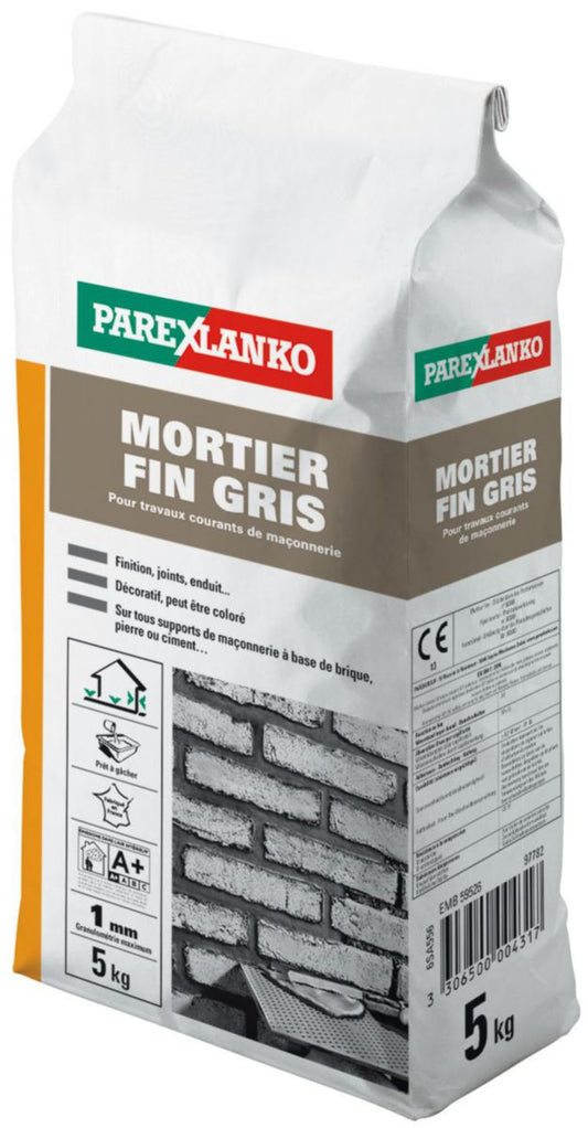 Mortier Fin Gris 5 kg - Parexlanko